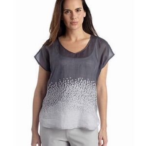 Eileen Fisher Gray Dapple Print Top Size Medium‎